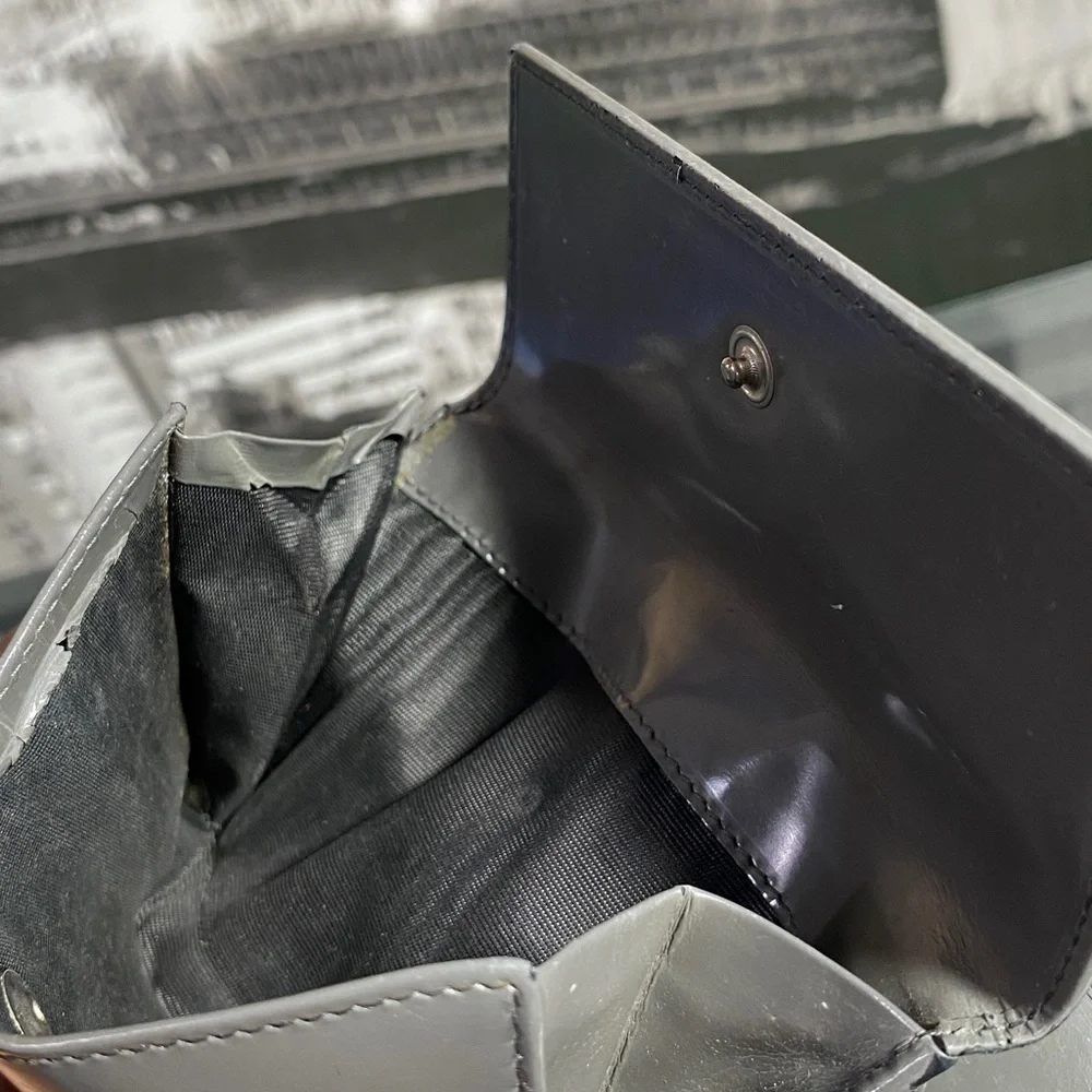 Authentic Prada Grey Shiny Leather Wallet